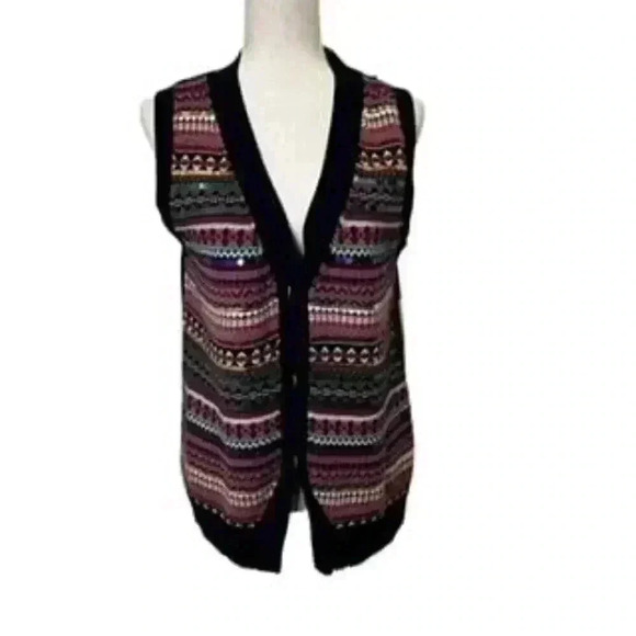 New Tommy Hilfiger Holiday Christmas  Vest Bottom Front Sequins Women’s Large - Picture 1 of 12